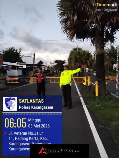 Sat Lantas Polres Karangasem Amankan Jalur Car Free Day di Jalan Veteran
