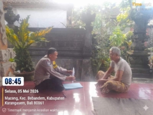 Dukung Rekrutmen Polri yang Transparan, Bhabinkamtibmas Polsek Bebandem Sambang Tokoh Agama di Desa Macang