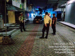 Patroli Dini Hari Polsek Gianyar Antisipasi C3 dan Balapan Liar, Situasi Tetap Kondusif