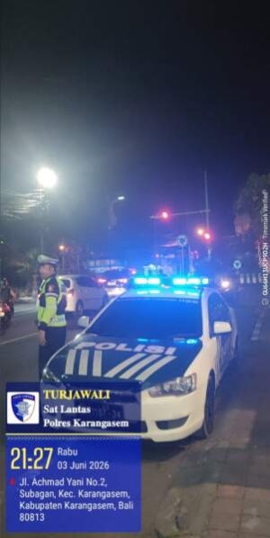 Cegah Balap Liar Sat Lantas Polres Karangasem Gelar Patroli pada Malam Hari