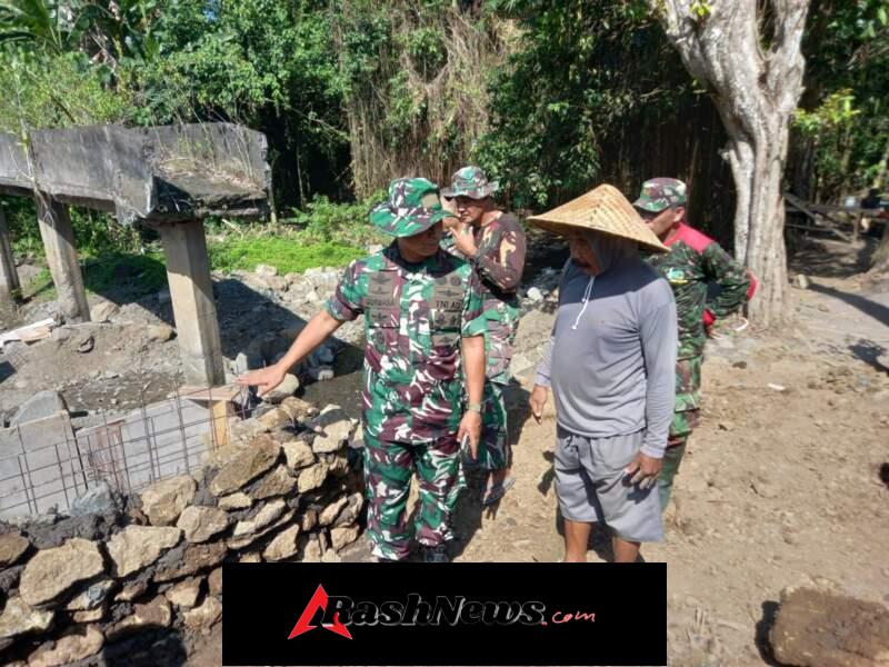 Dandim 1623/Karangasem Tinjau Pembuatan Senderan Batu Kali pada Proyek Jembatan Garuda