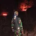Medan Sulit dan Angin Kencang, Babinsa Monitor Kebakaran Bukit Kursi Pemuteran dari Kaki Gunung