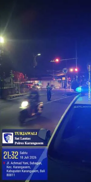 Cegah Balap Liar Sat Lantas Polres Karangasem  Gelar Patroli pada Malam Minggu