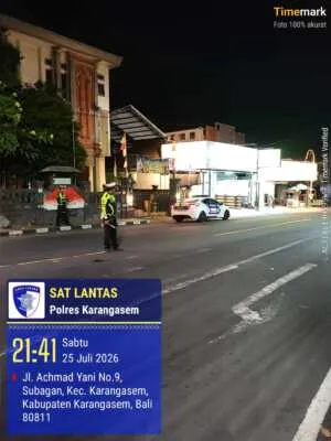 Cegah Balap Liar Sat Lantas Polres Karangasem  Gelar Patroli pada Malam Minggu