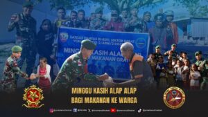Kepedulian Satgas Pamtas Yonarhanud 2 Kostrad Bagikan Makanan Kepada Masyarakat Perbatasan
