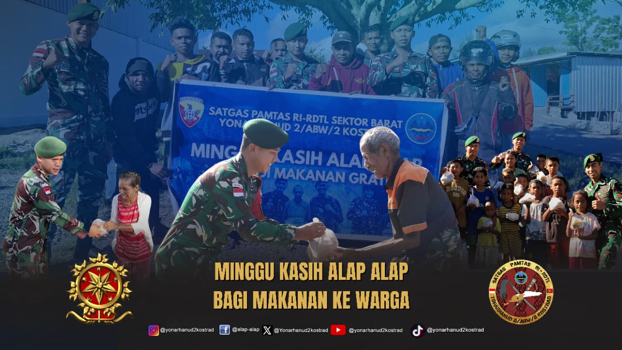 Kepedulian Satgas Pamtas Yonarhanud 2 Kostrad Bagikan Makanan Kepada Masyarakat Perbatasan