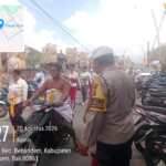Jaga Kelancaran Lalin dan Keamanan Anak Sekolah, Polsek Bebandem Gelar Strong Point Siang