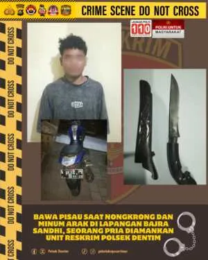 Bawa Pisau Saat Nongkrong dan Minum Arak di Lapangan Bajra Sandhi, Seorang Pria Diamankan Unit Reskrim Polsek Dentim